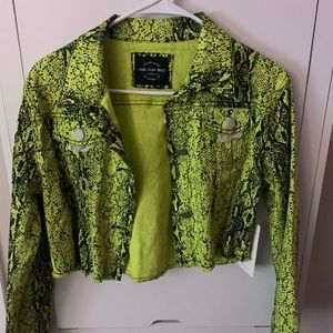 Green snakeskin cropped jacket